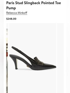 Rebecca Minkoff Black Paris Stud Slingback Pointed Toe Pump(Size 11)